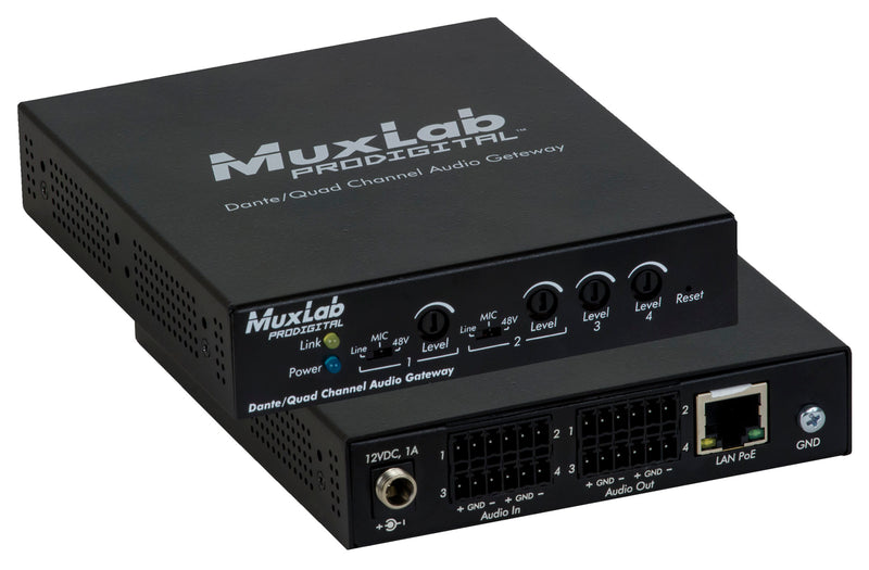 Muxlab 500765 - Dante/Quad Channel Audio PoE Gateway
