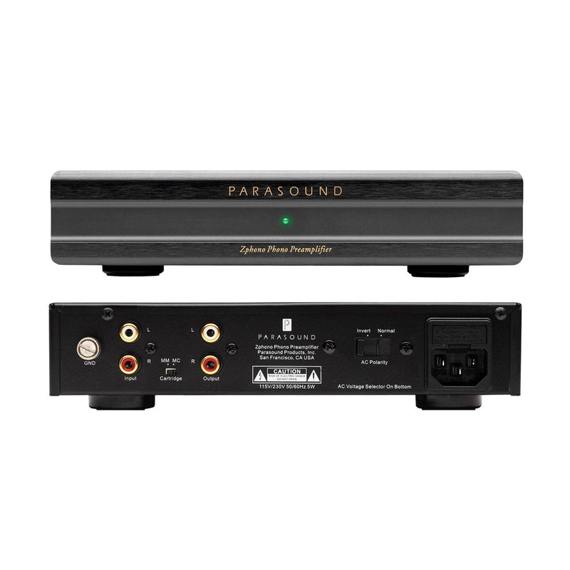 Parasound Zphono phono amplifier front and rear